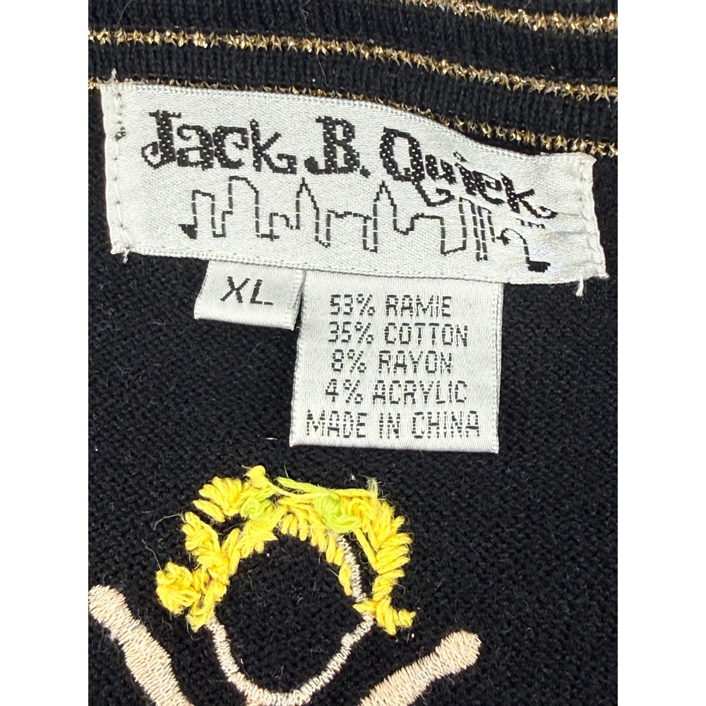 Jack B Quick Vintage Football Cheerleader Cardigan Sweater Black Green XL - Picture 7 of 7